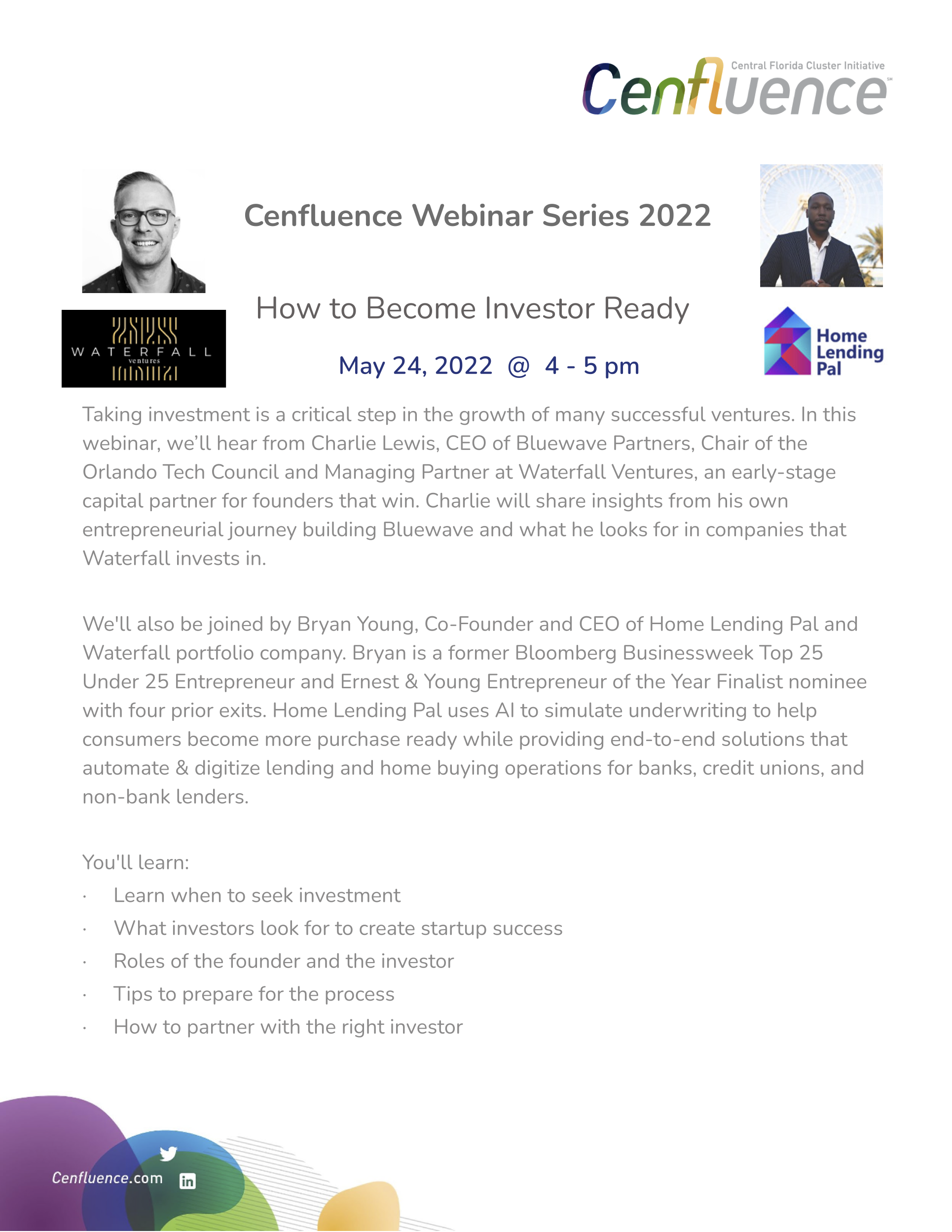 Cenfluence Webinar Series-How to Become Investor Ready 2